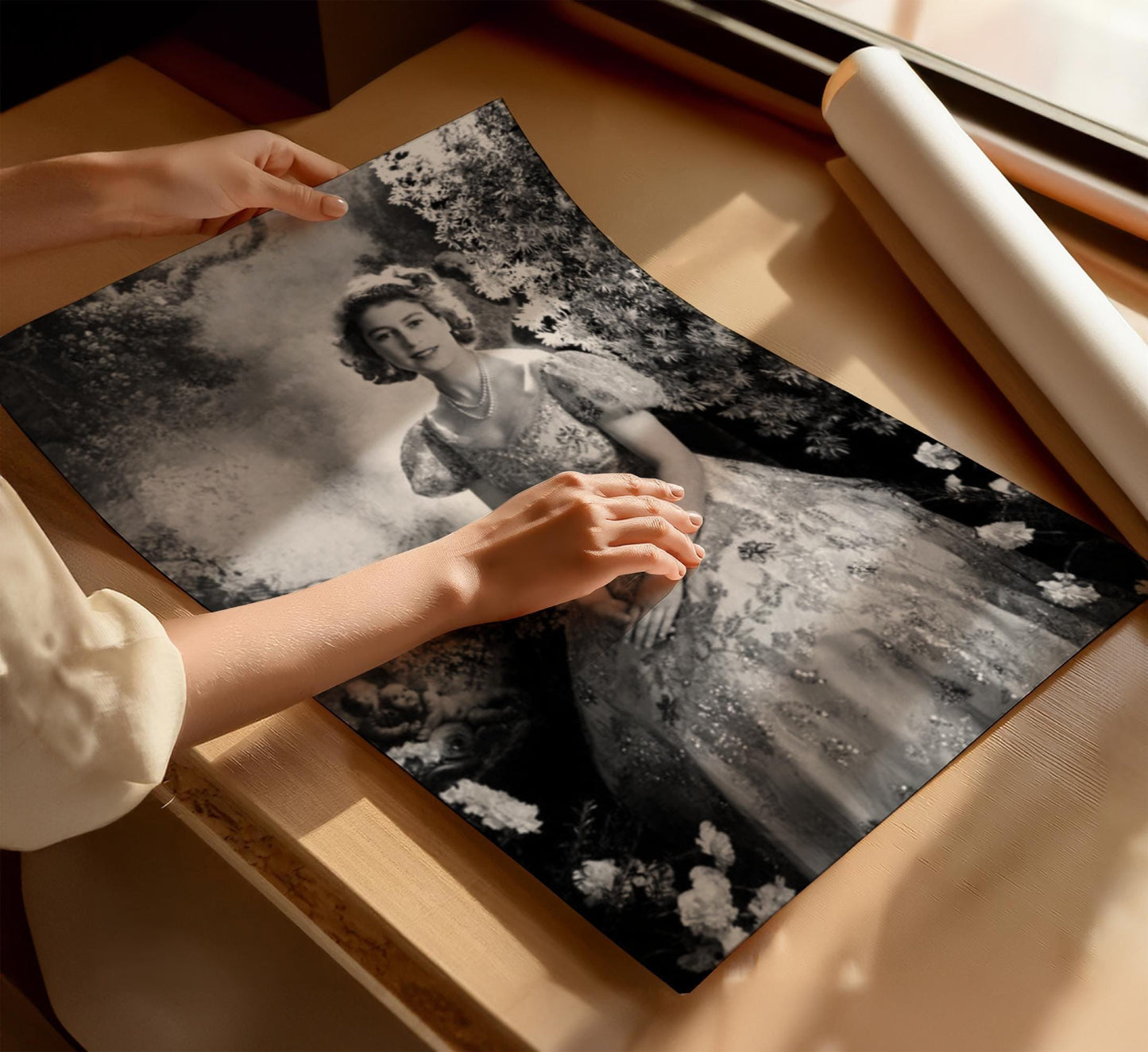 Queen Elizabeth Beautiful Vintage Black and White