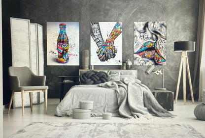 World Unity Holding Hands Graffiti Art Box Framed Printed Canvas