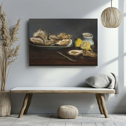 Oysters by Edouard Manet famous artist painting printed as a canvas or poster print by Art Printed. Perfect for kitchen, dining room gift. Elegaint oil painting.