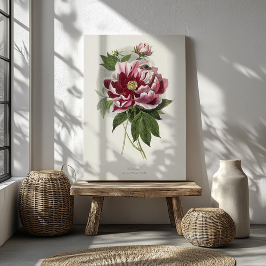 Vintage peony flowers canvas wall art or poster print for Mother&#39;s Day gift. Mum bedroom picture, present for Mom. Victorian painting