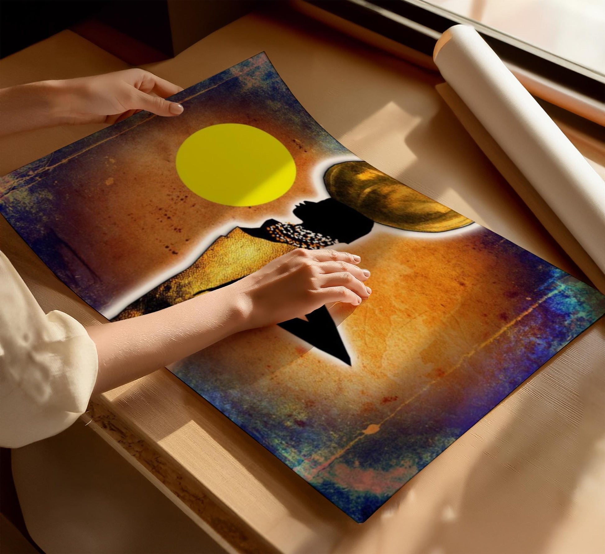 African Woman Golden Sun