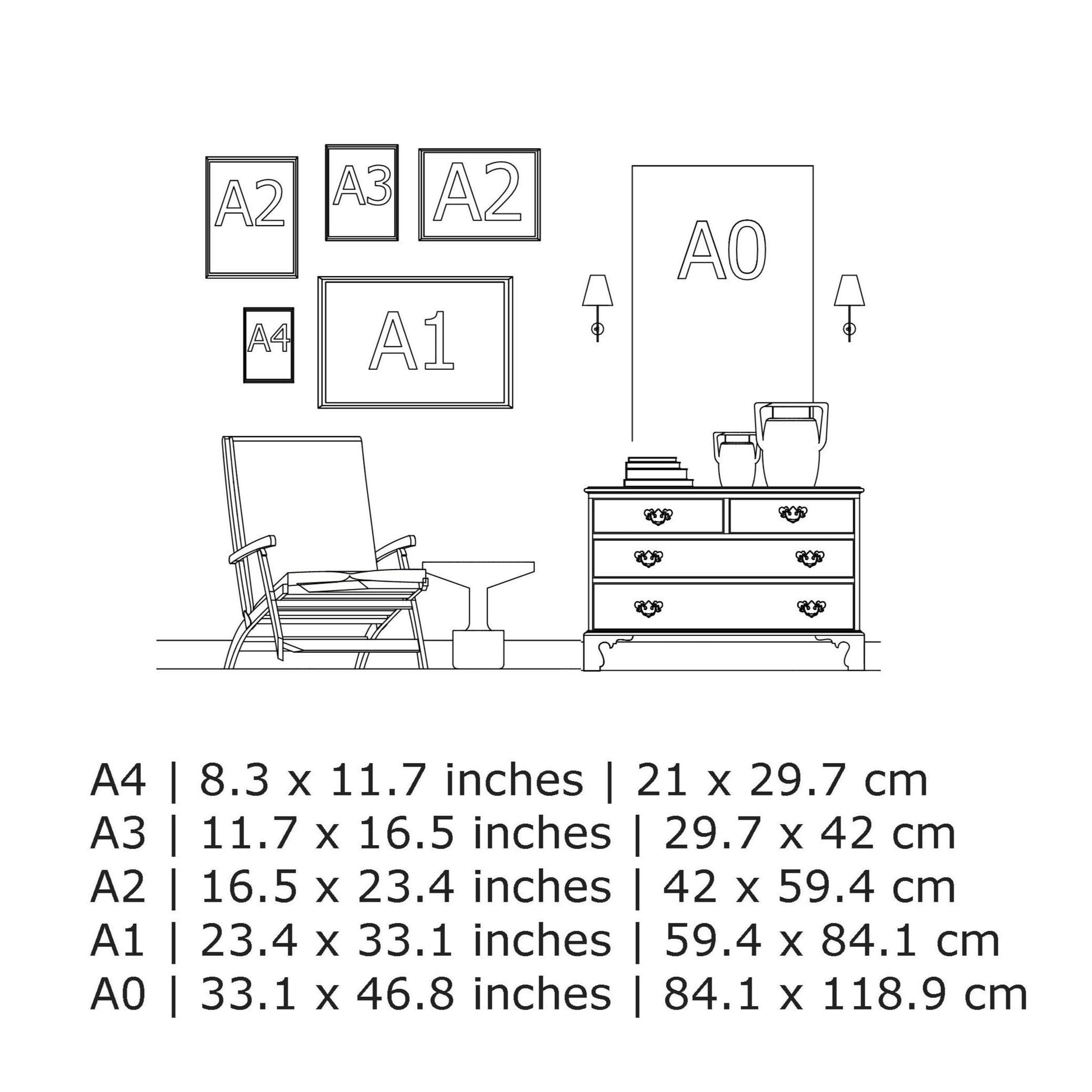 sizes of premium art prints in our Art Printed shop