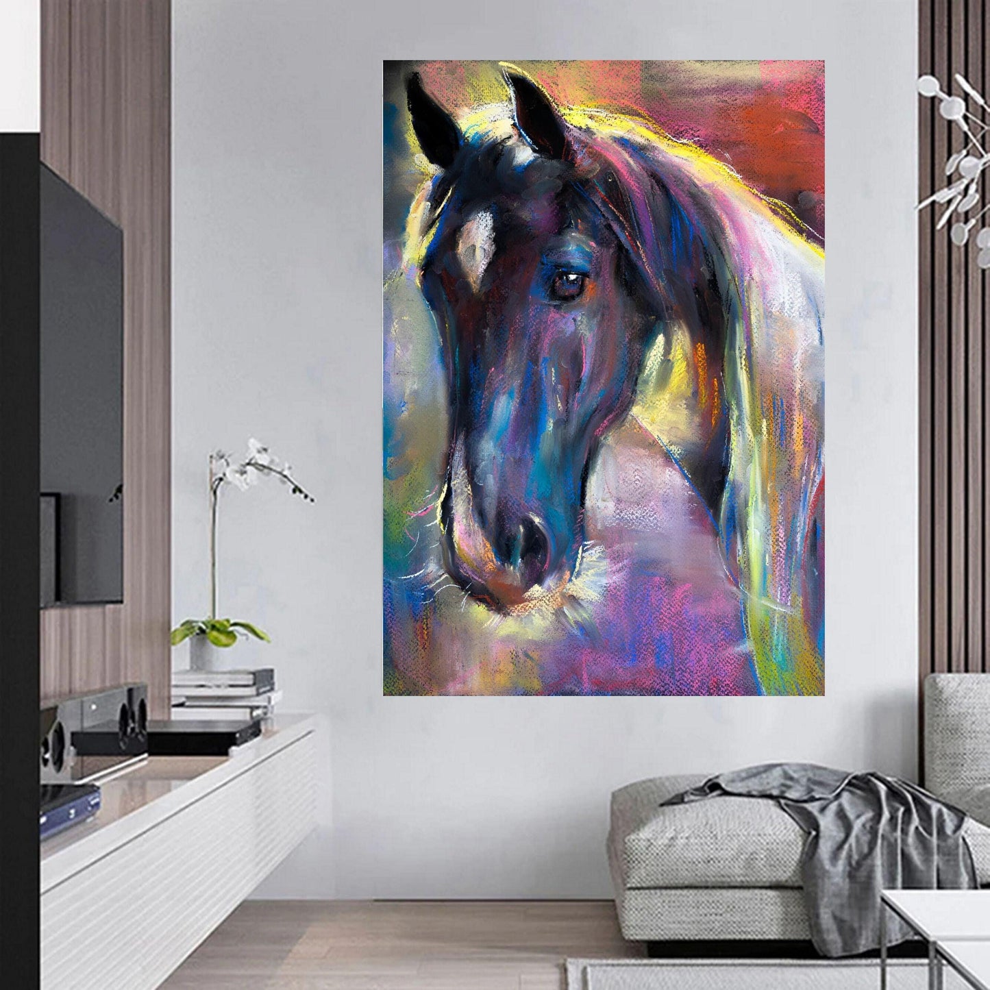 Pastel Horse Art Print – Soft Colourful Equine Wall Decor – Horse Lover Gift