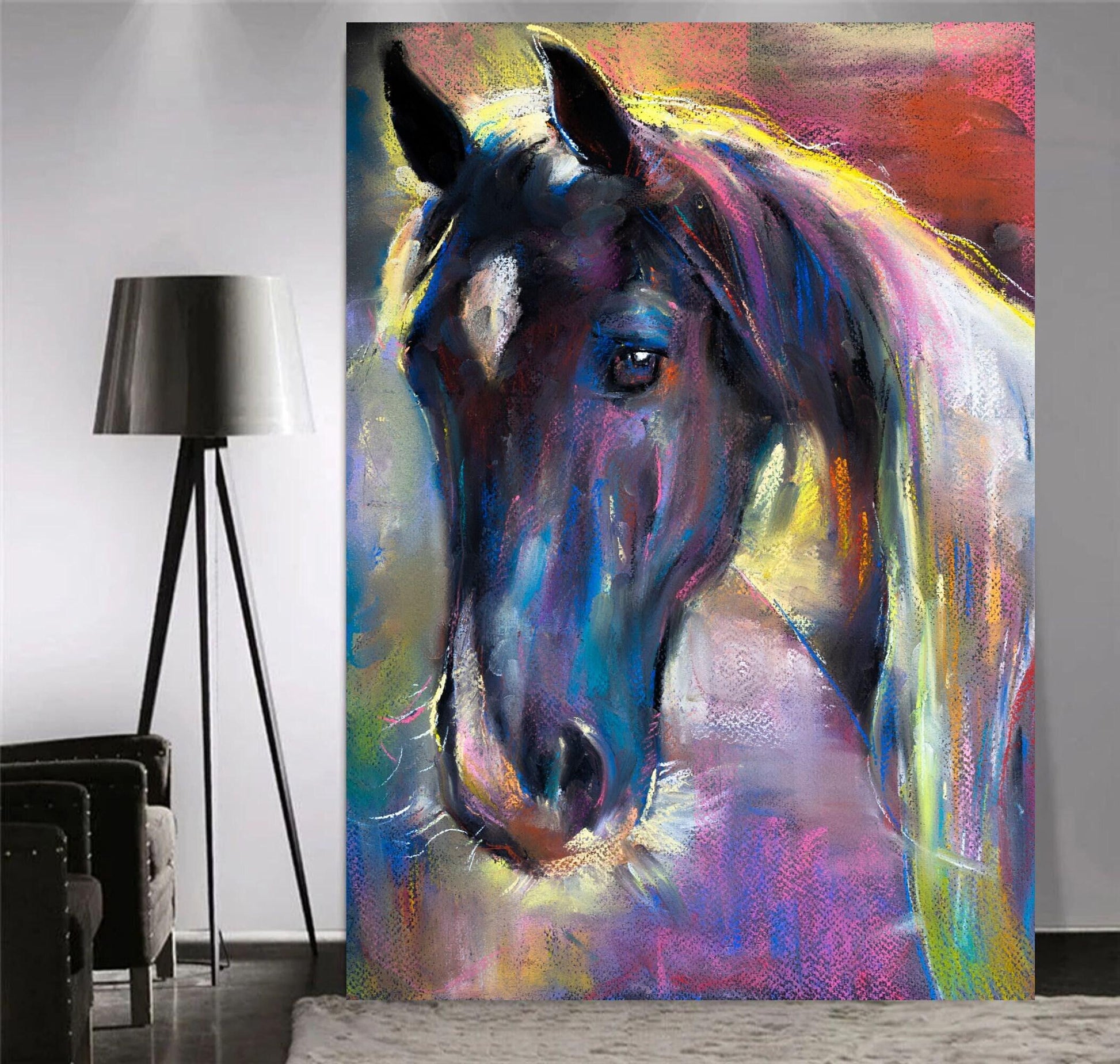 Pastel Horse Art Print – Soft Colourful Equine Wall Decor – Horse Lover Gift