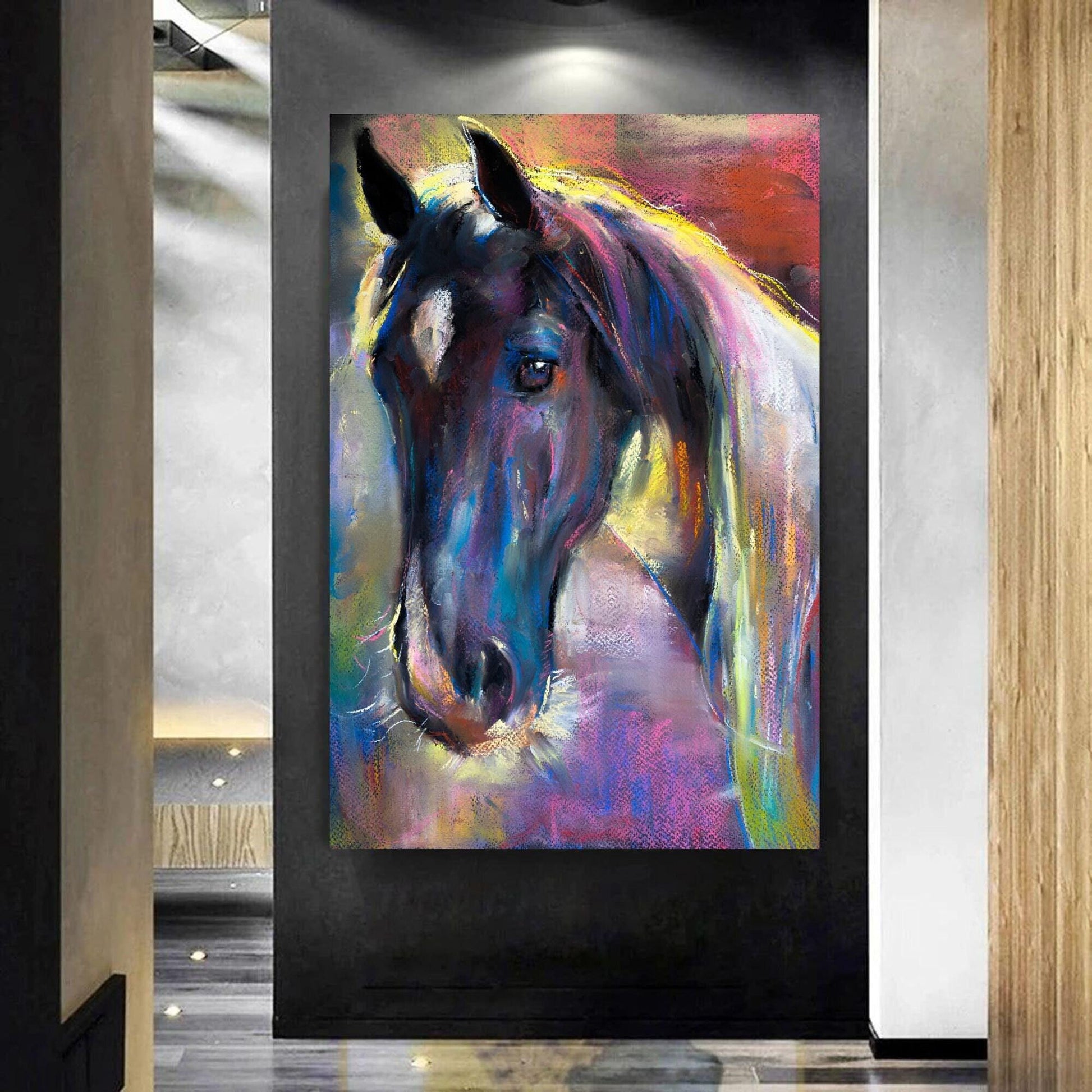 Pastel Horse Art Print – Soft Colourful Equine Wall Decor – Horse Lover Gift