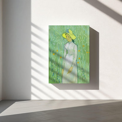 Girl in white by van Gogh canvas art printed in a new home