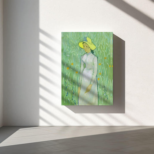 Girl in white by van Gogh canvas art printed in a new home