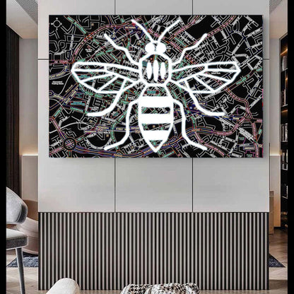 Manchester Bee Black Map