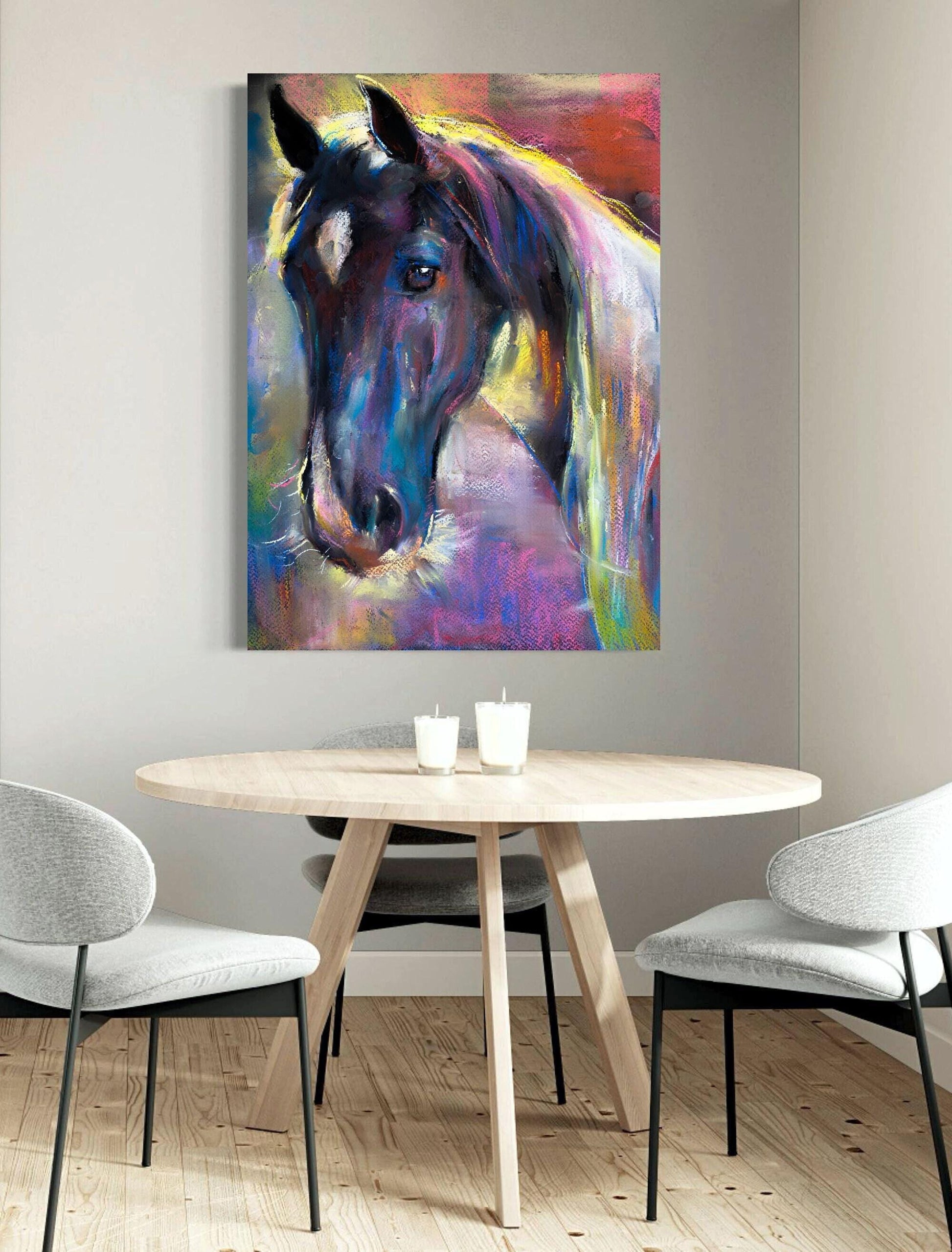 Pastel Horse Art Print – Soft Colourful Equine Wall Decor – Horse Lover Gift