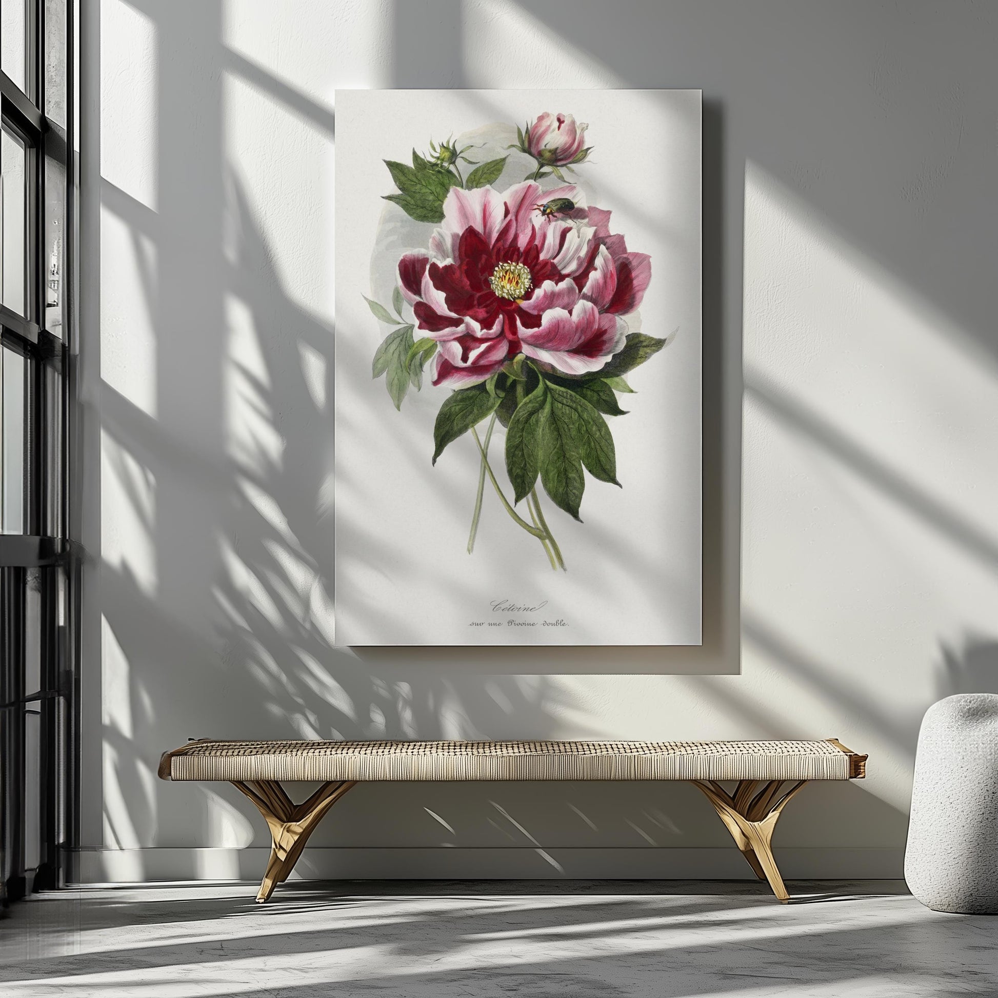 Vintage peony flowers canvas wall art or poster print for Mother&#39;s Day gift. Mum bedroom picture, present for Mom. Victorian painting