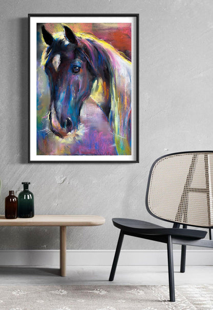 Pastel Horse Art Print – Soft Colourful Equine Wall Decor – Horse Lover Gift