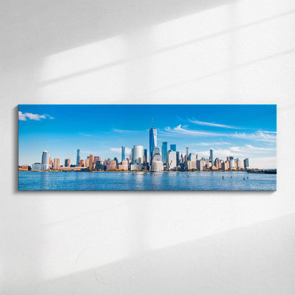 New York Skyline Panorama | Panoramic canvas wall art, City Photograph | Colourful Large Cityscape Photo for Modern Homes