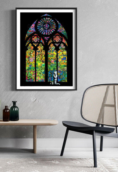 Banksy Stained Glass Window