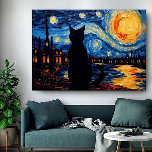 Van Gogh Style Black Cat