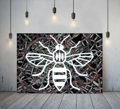 Manchester Bee Black Map