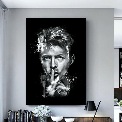 David Bowie Printed Canvas Wall Art or Poster Print for contemporary homes. Famous celebrity artwork. Grafitti style printed wall art.
