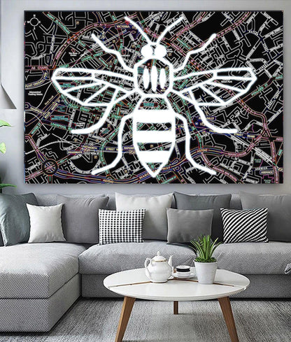 Manchester Bee Black Map
