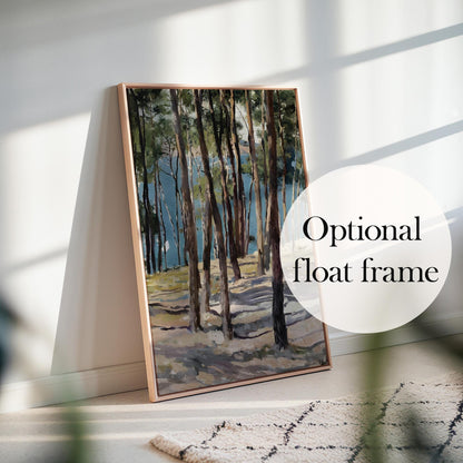 Forest Framed Canvas Wall Art with Float Frame – Calming Woodland Scene for Living Room, Spanish Landscape of Pine Trees by Joaquin Sorolla