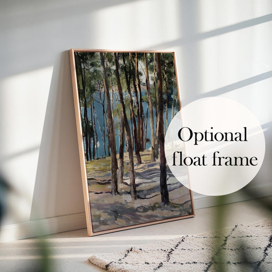 Forest Framed Canvas Wall Art with Float Frame – Calming Woodland Scene for Living Room, Spanish Landscape of Pine Trees by Joaquin Sorolla