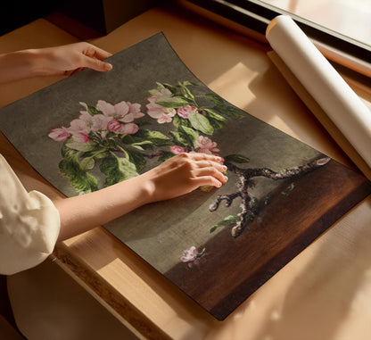 Vintage blossom flowers canvas wall art or poster print for Mother&#39;s Day gift. Mum bedroom picture, present for Mom. Victorian painting